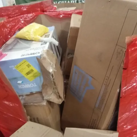 PALLET OF ASSORTED HOUSEHOLD GOODS AND PRODUCTS TO INCLUDE; KIDS SLIDE, KITCHEN BIN, BOXED FURNITURE ETC