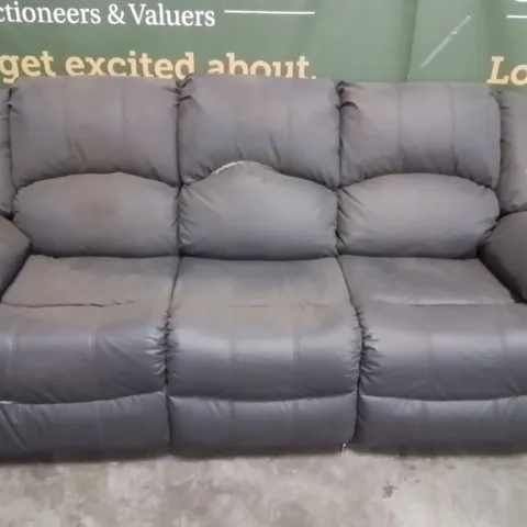 DESIGNER GREY FABRIC 3-SEATER RECLINING SOFA