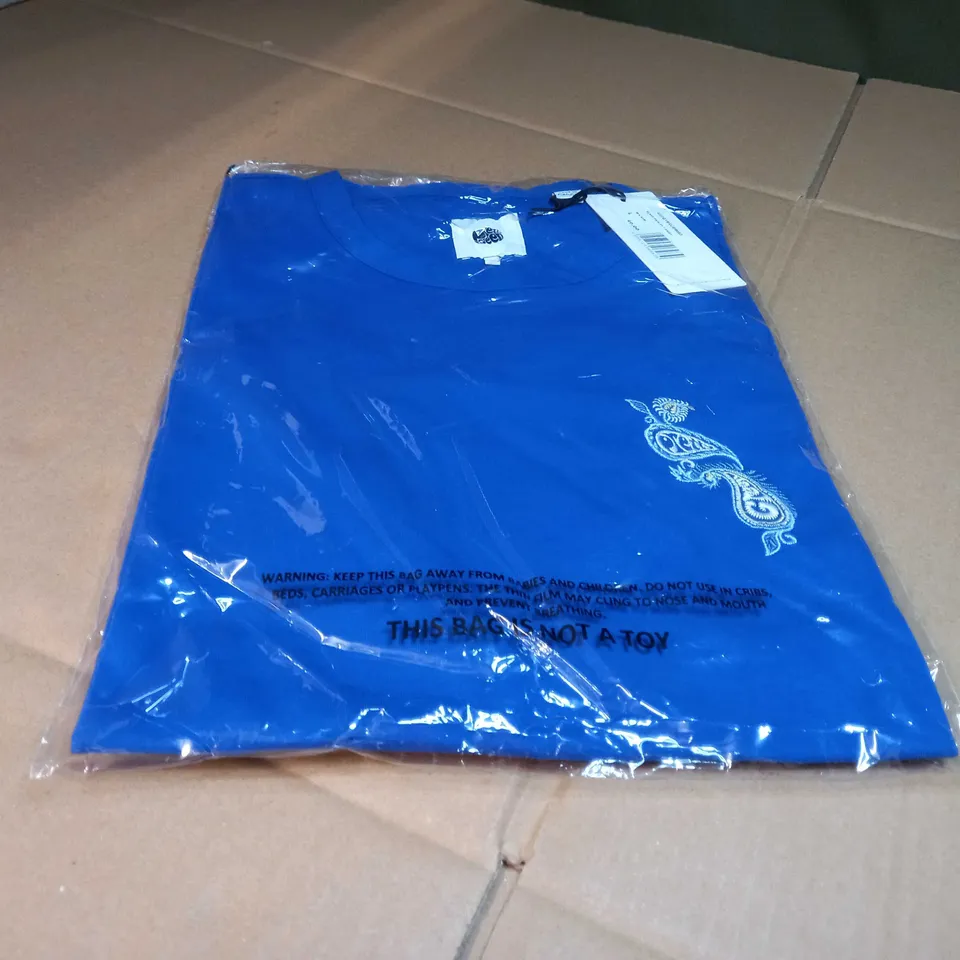PACKAGED PRETTYGREEN BLUE BLACKE PAISEY T - SHIRT - LARGE