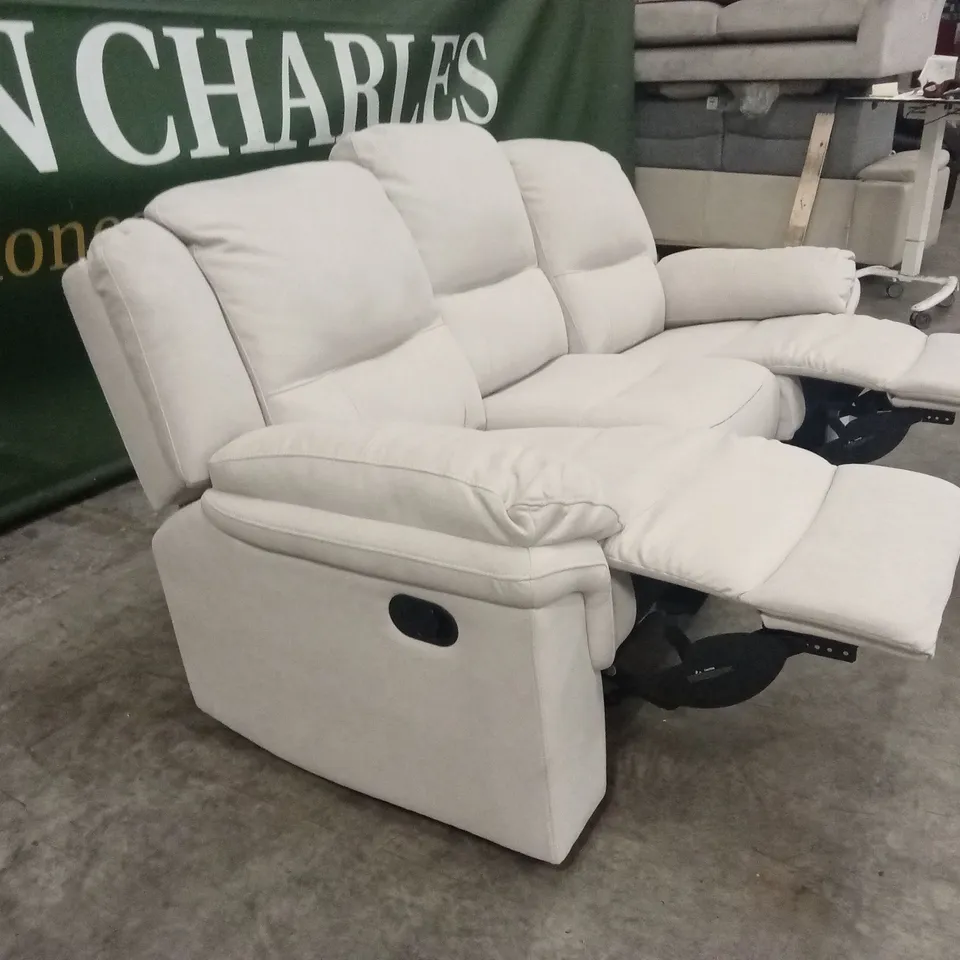 ALBION FABRIC 3 SEATER HIGH BACK MANUAL RECLINER SOFA - GREY RRP £749