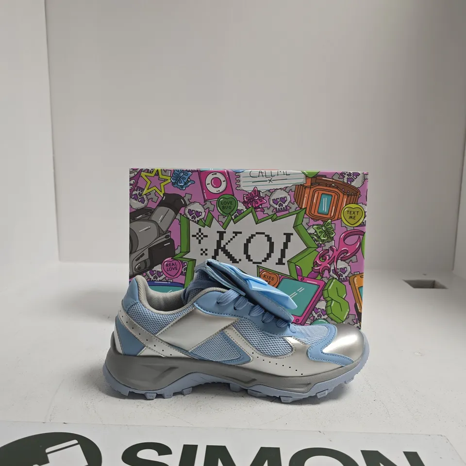 KOI SOFT WHISPERS SPORTY BOW-DETAIL TRAINERS – LIGHT BABY BLUE/SILVER