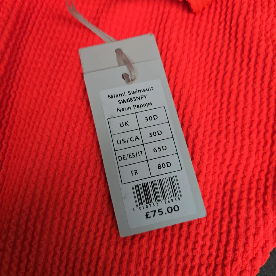 BRAVISSIMO MIAMI SWIMSUIT IN NEON PAPAYA - UK 30D