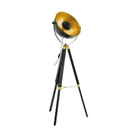 BOXED EGLO 49618 COVALEDA SINGLE LIGHT FLOOR LAMP BLACK AND GOLD FRAME