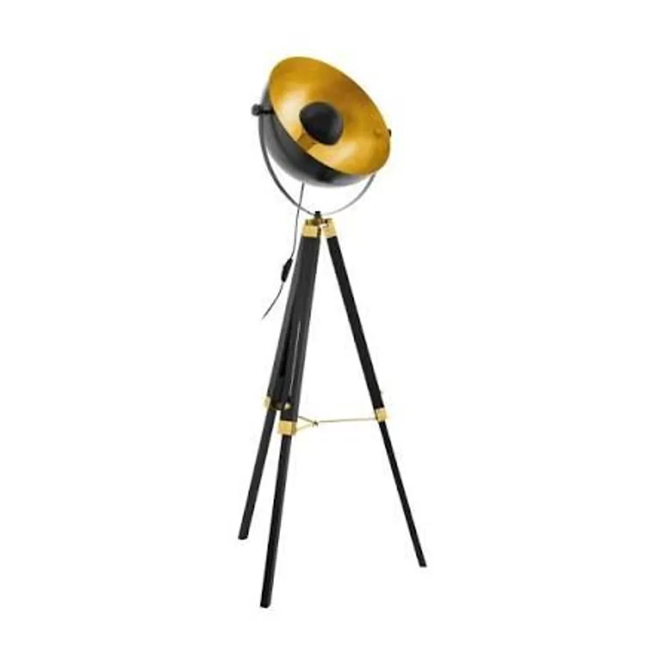 BOXED EGLO 49618 COVALEDA SINGLE LIGHT FLOOR LAMP BLACK AND GOLD FRAME