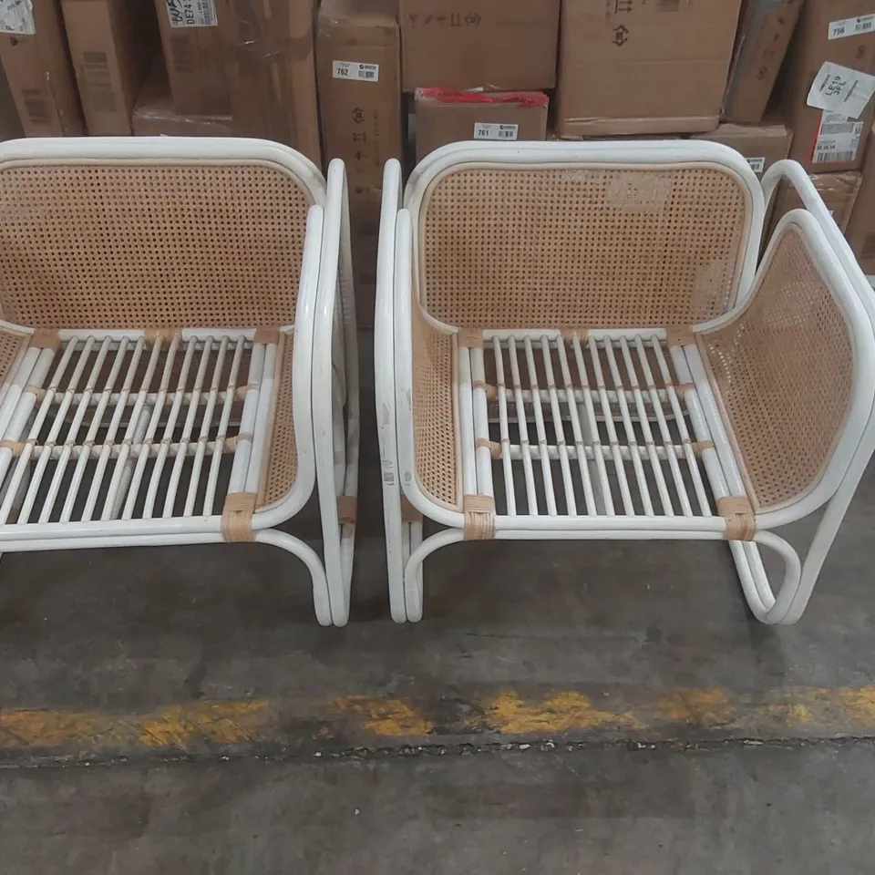 SET OF 3x DESIGNER RATTAN ARMCHAIRS