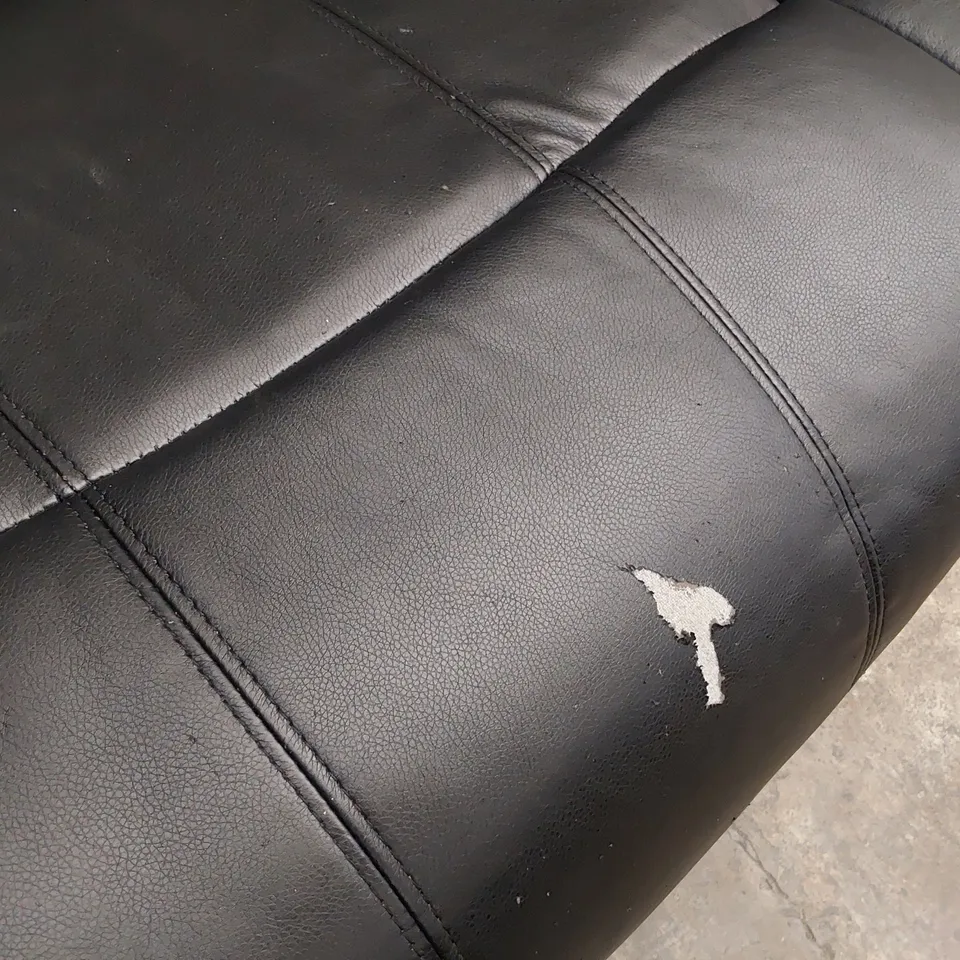 DESIGNER MANUAL RECLINING THREE SEATER SOFA BLACK LEATHER 