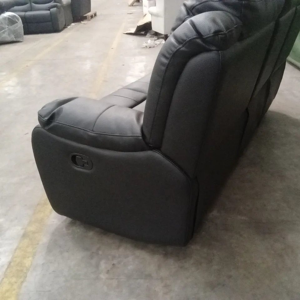 ROTHBURY LUXURY FAUX LEATHER HIGH BACK 3 SEATER MANUAL RECLINER SOFA - BLACK RRP £729