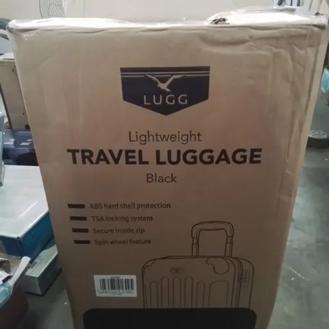 BOXED LIGHTWEIGHT TRAVEL LUGGAGE SUITCASE IN BLACK