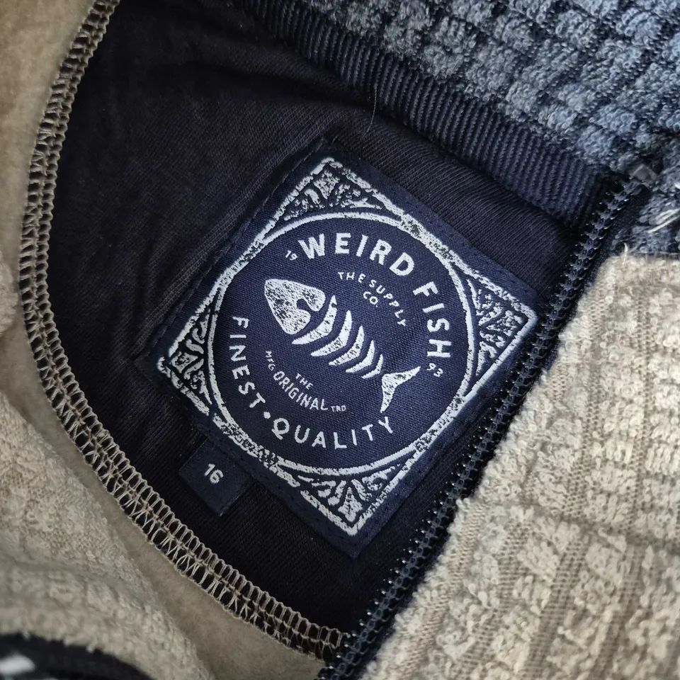 WEIRD FISH BEYE 1/4 ZIP GRID FLEECE IN CREAM - SIZE 16