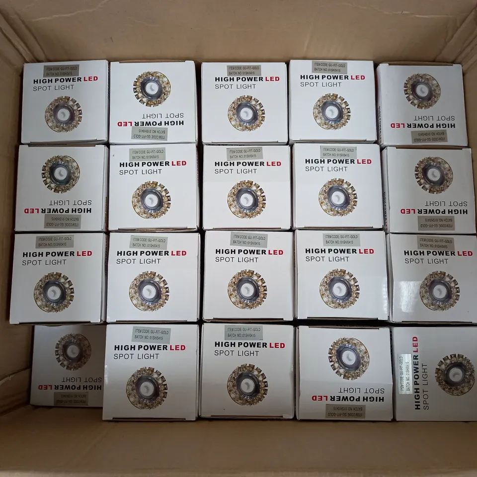 APPROXIMATELY 58 BOXED LED FRENCH GOLD IRON SPOTLIGHT PARTS