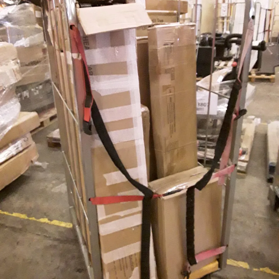 2 CAGES OF ASSORTED PRODUCTS INCLUDING MINI CHRISTMAS TREE, SIT/STAND DESK, MASTER CANOPY COMPACT CANOPY,  OFFICE CHAIR, STEPPER LADDER 3 STEPS