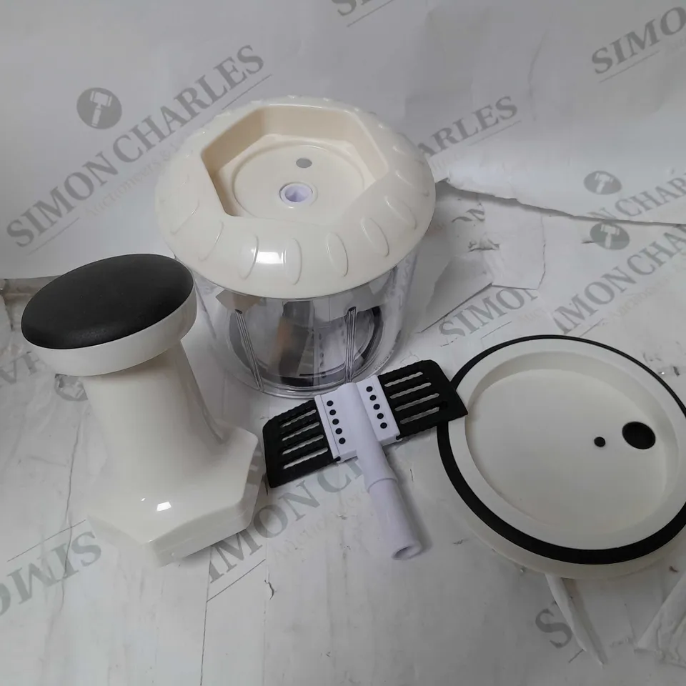 COOKS ESSENTIALS 5 BLADE PRESS CHOPPER WITH STORAGE LID - WHITE	