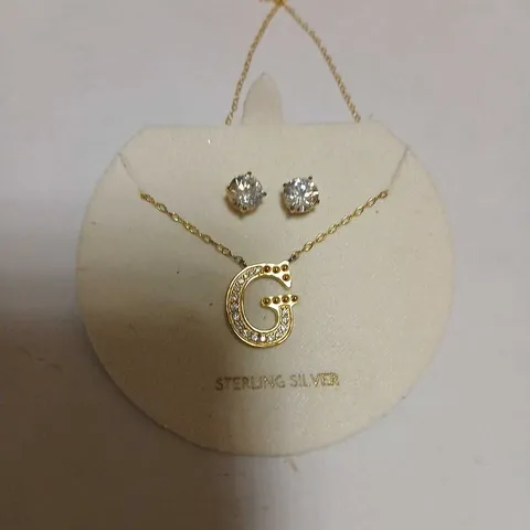 DIAMONIQUE 1.9CT TW INITIAL PENDANT & EARRING SET IN BAUBLE STERLING SILVER 