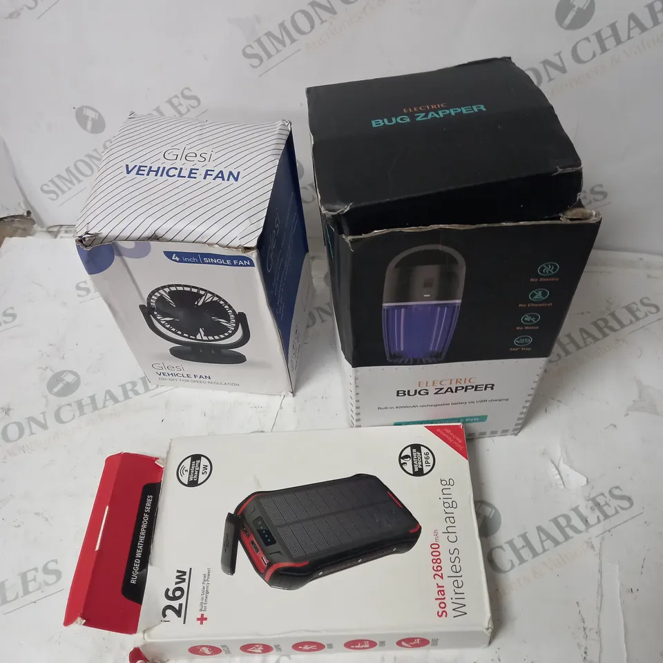 4 ASSORTED ALECTRICAL ITEM INCLUDING FAN AND POWER BANK