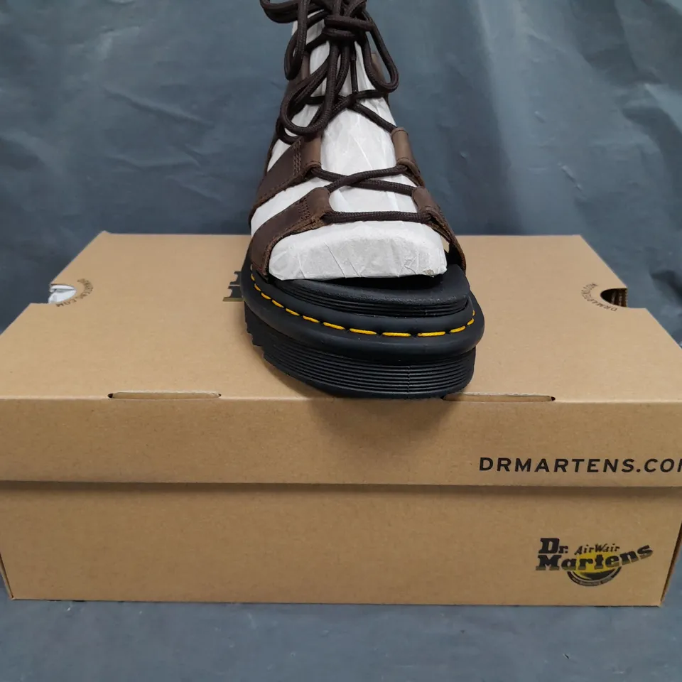 BOXED PAIR OF DR MARTENS NARTILLA SANDALS IN DARK BROWN SIZE UK 7