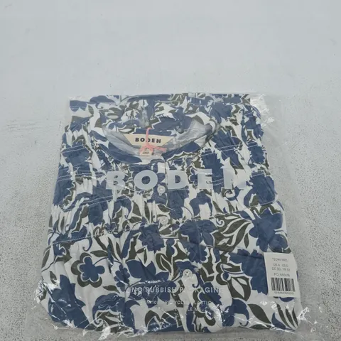 BAGGED BODEN BLUE MYA SMOCKED JERSEY SHIRT - SIZE 4