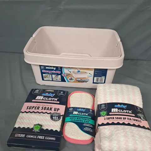 MINKY STORAGE CADDY WITH SUPER SOAK UP CLEANING CLOTH BUNDLE