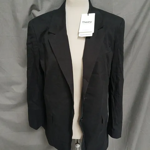 THEORY RELAXED BLAZER IN GOOD LINEN BLACK SIZE 10
