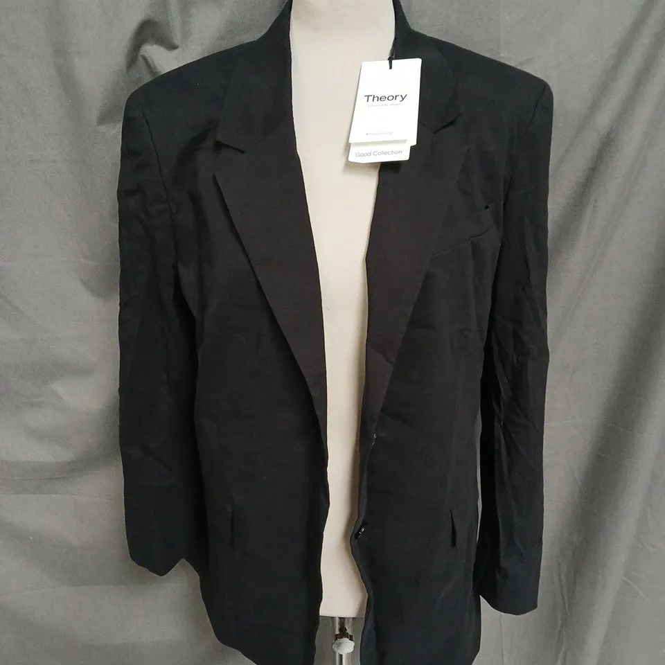 THEORY RELAXED BLAZER IN GOOD LINEN BLACK SIZE 10