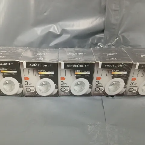 5 BOXED SINCELIGHT LED MINI RECESSED DOWNLIGHTS (6000K) (D003)