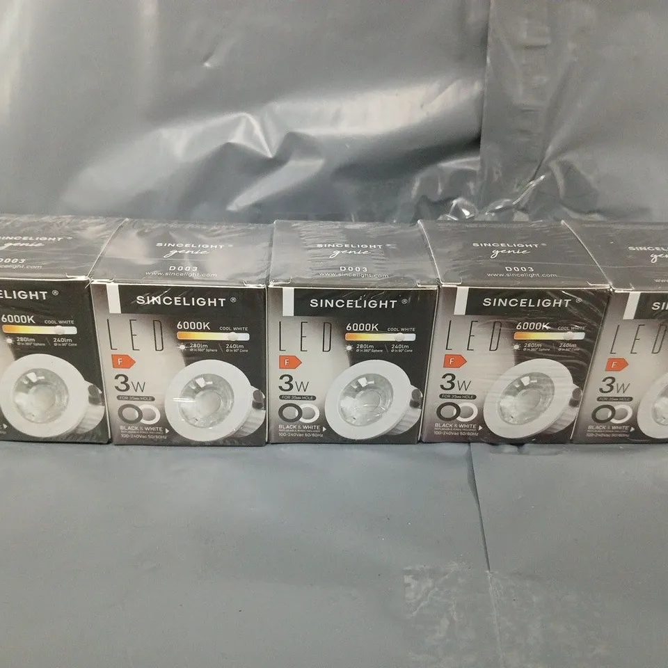 5 BOXED SINCELIGHT LED MINI RECESSED DOWNLIGHTS (6000K) (D003)