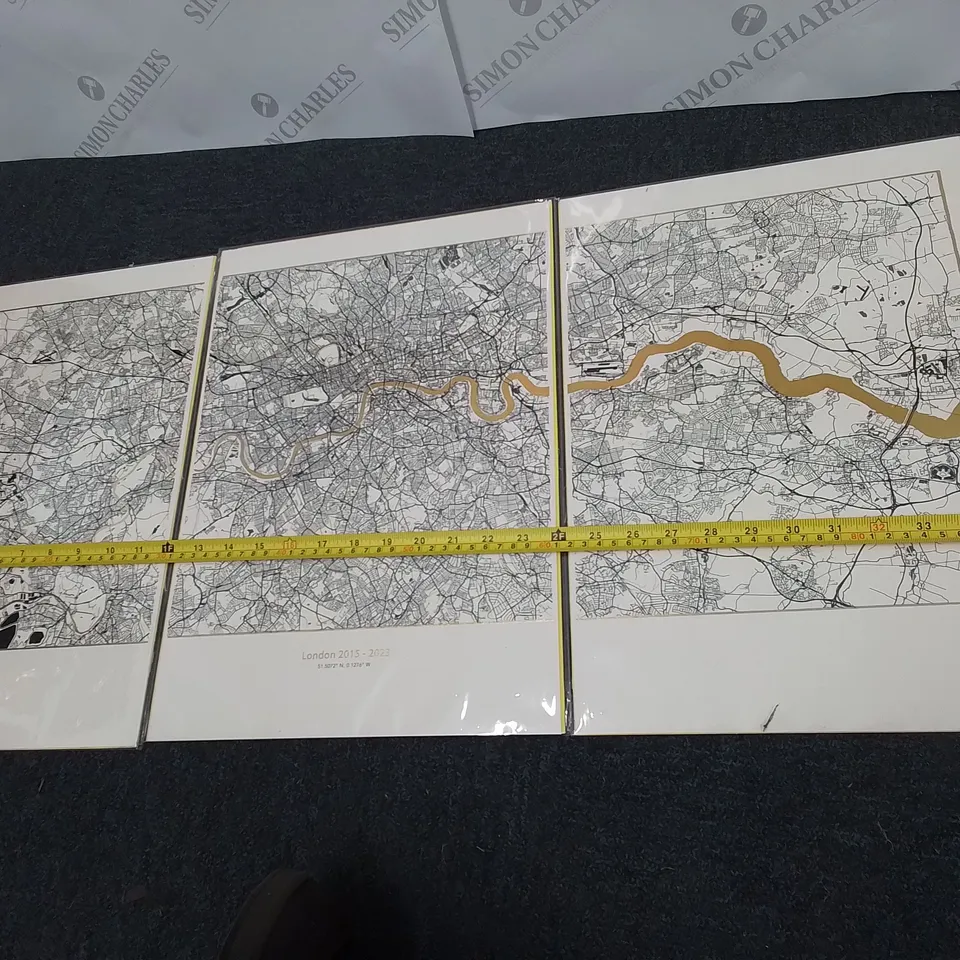 LONDON 2015-2023 BIRDS EYE VIEW WITH GILT BORDER AND RIVER THAMES
