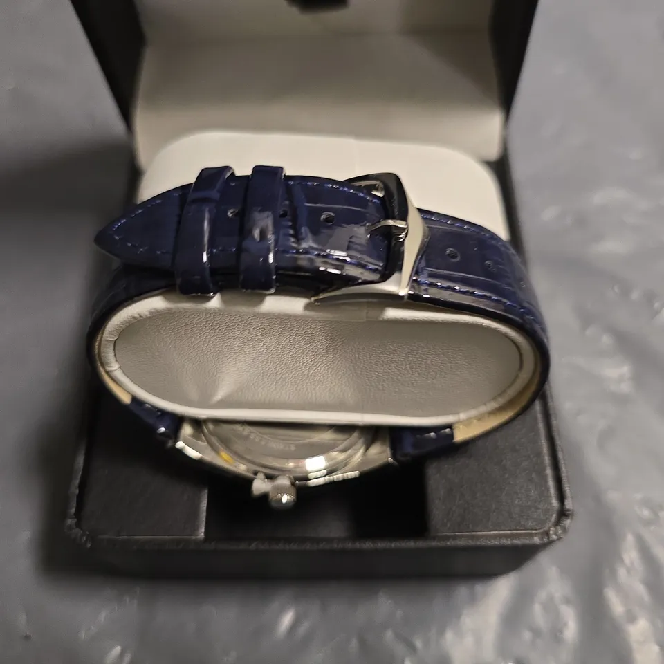 ERNEST FERDINAND BLUE DIAL GENTS WATCH WITH BLUE LEATHER STRAP