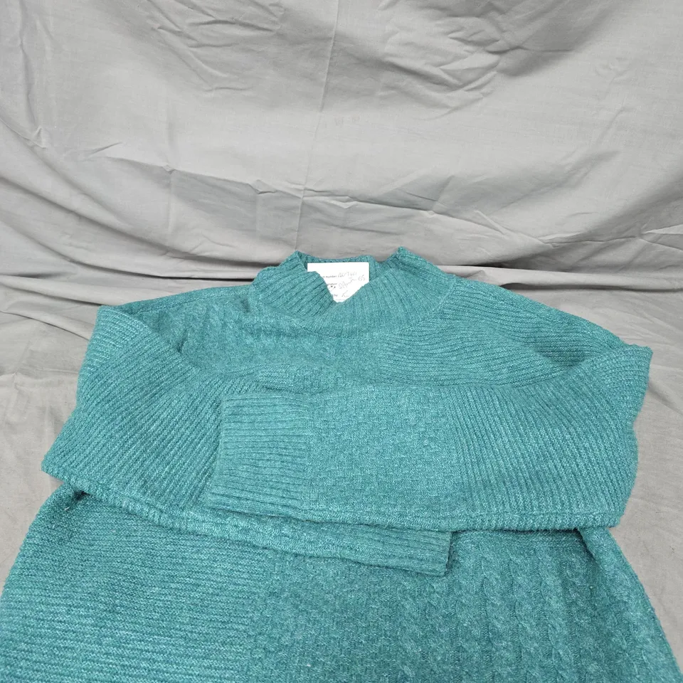RUTH LANGSFORD TEAL KNIT SWEATER – SIZE M
