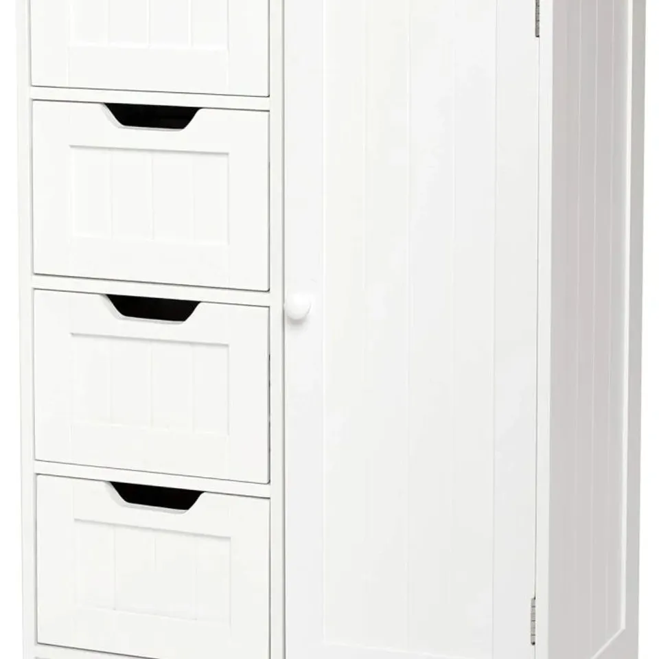 BOXED BATHROOM CABINET WITH 4 DRAWERS, 1 DOOR, 56 X 30 X 82.5 CM (L X W X H), WHITE