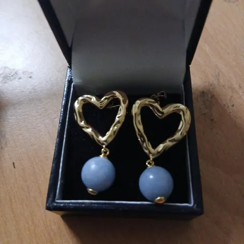 MALIKA MOLTEN HEART SEMI PRECIOUS DROP STUDS