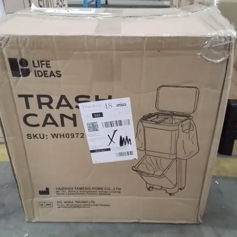 BOXED GREY TRASH CAN/WASTE HIN