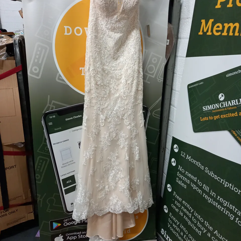 STELLA YORK EMBELLISHED IVORY WEDDING DRESS - UK 12