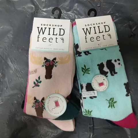 APPROXIMATELY 30 SOCKSHOP LADIES WILD FEET SOCKS IN VARIOUS COLOURS/DESIGNS (UK 4-8)