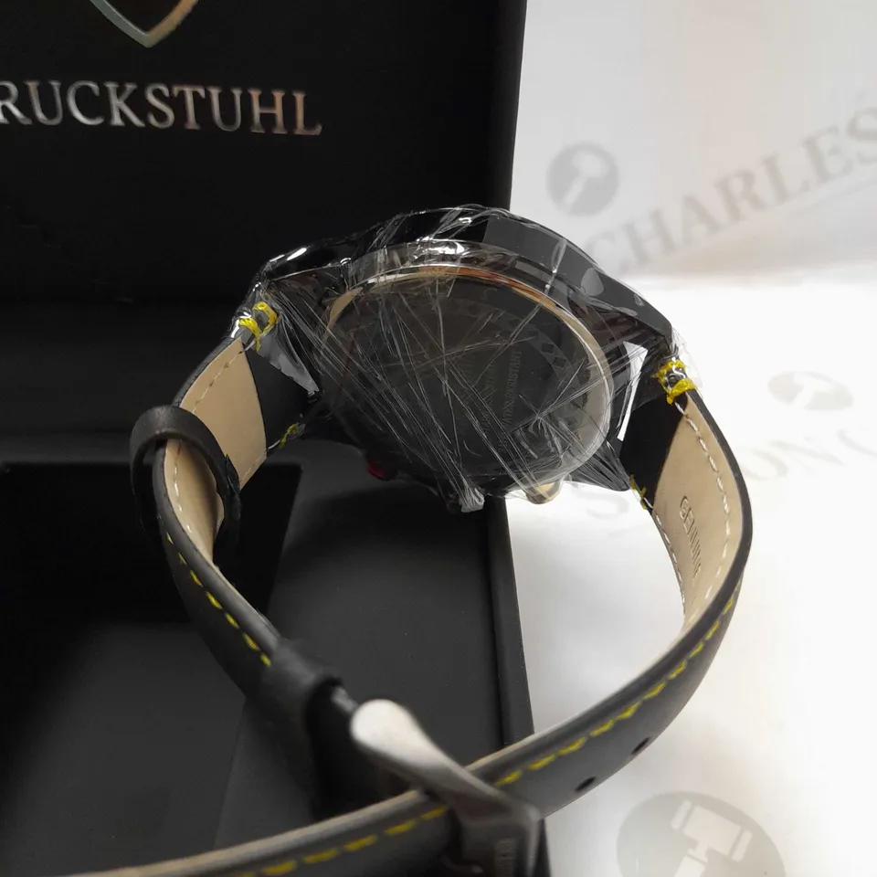 RUCKSTUHL TRIPLE DIAL BLACK RUBBER STRAP WRISTWATCH
