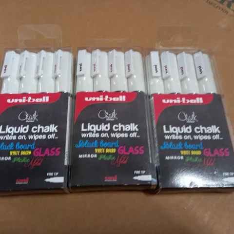 LOT OF 3 UNI-BALL CHALK PEN 4-PACKS