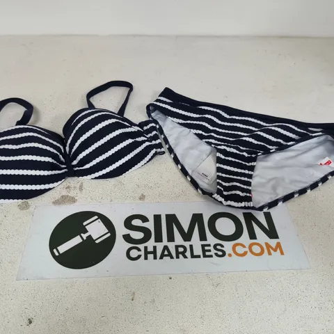 LASCANA NAVY AND WHITE BIKINI SIZE 14 C