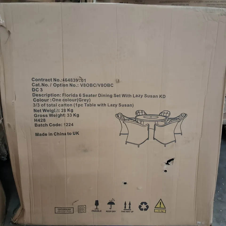 BOXED OUTDDOR TABLE FROM TYE FLORID DINING RANGE - 1 BOX TABLE ONLY