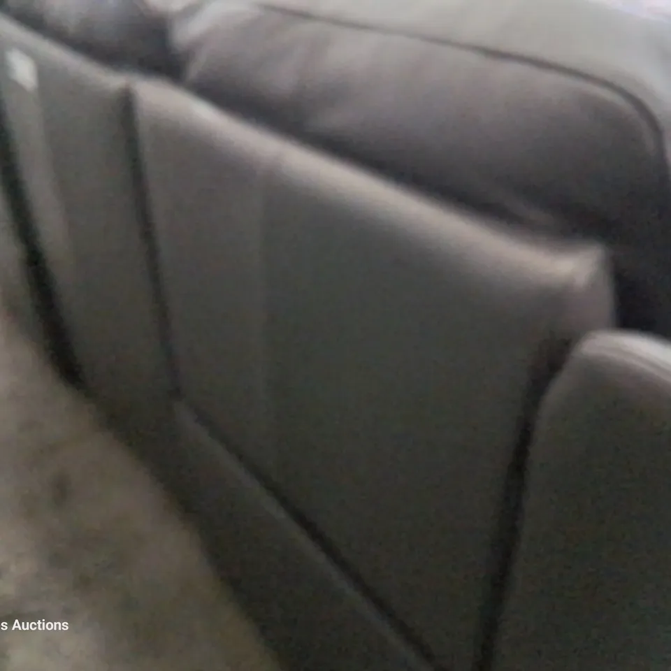 QUALITY ITALIAN DESIGNER POWER RECLINING THREE SEATER SOFA GREY LEATHER 