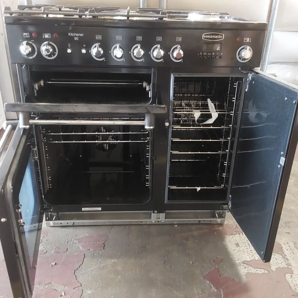 RANGEMASTER KITCHENER 90 FSD DUAL FUEL BLACK/CHROME COOKER