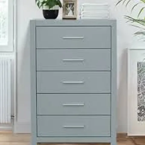BOXED RIO 5 DRAWER CHEST - GREY (1 BOX)