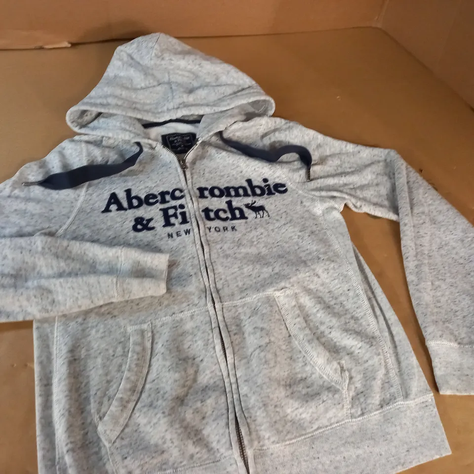 ABERCROMBIE & FITCH GREY ZIP THROUGH HOODIE - M