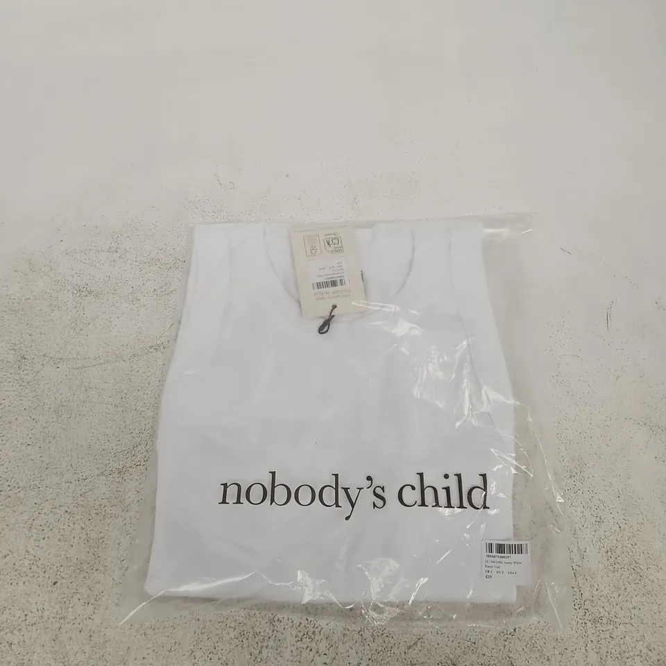 NOBODY'S CHILD JERSEY WHITE RACER VEST – UK S