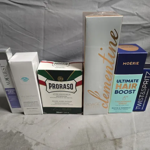 APPROXIMATELY 15 ASSORTED HEALTH & BEAUTY PRODUCTS TO INCLUDE MOERIE, TWIST AND SPRITZ AND SHAVING BALM