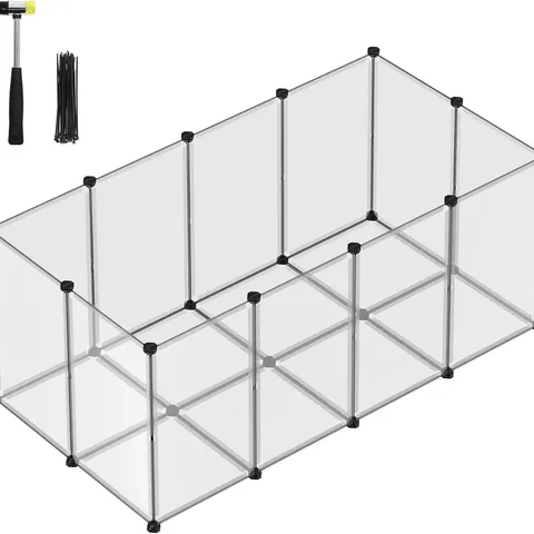 BOXED SONGMICS PET PLAYPEN WITH FLOOR 145×72×57CM - WHITE