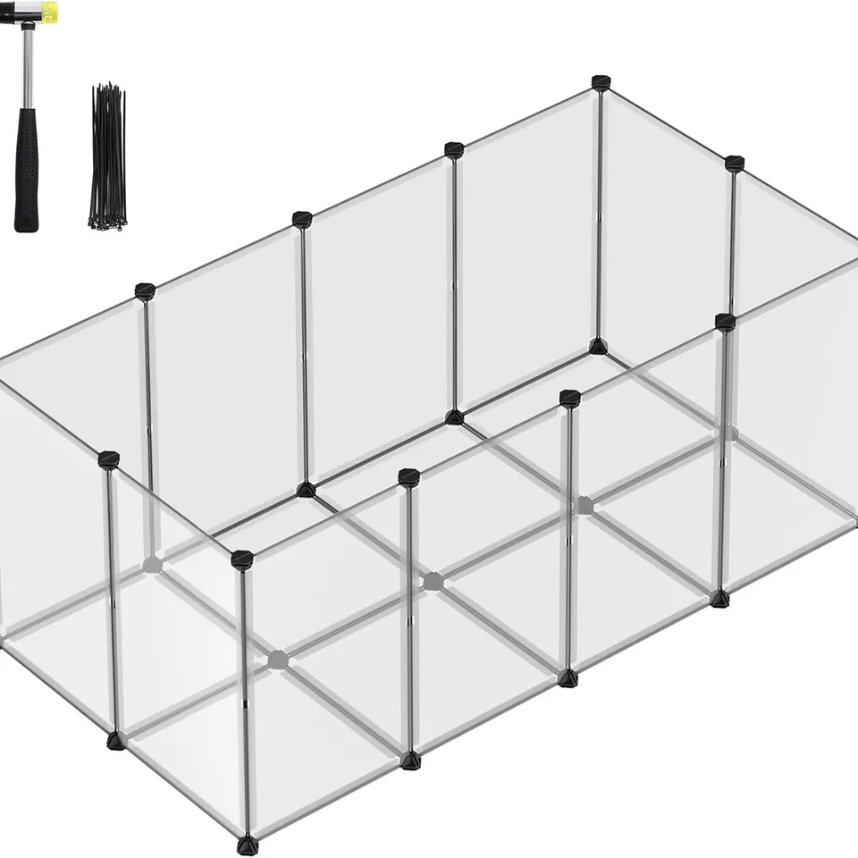 BOXED SONGMICS PET PLAYPEN WITH FLOOR 145×72×57CM - WHITE