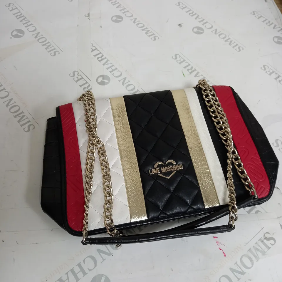 LOBE MOSCHINO FAUX LATHER STRAPPED BAG 