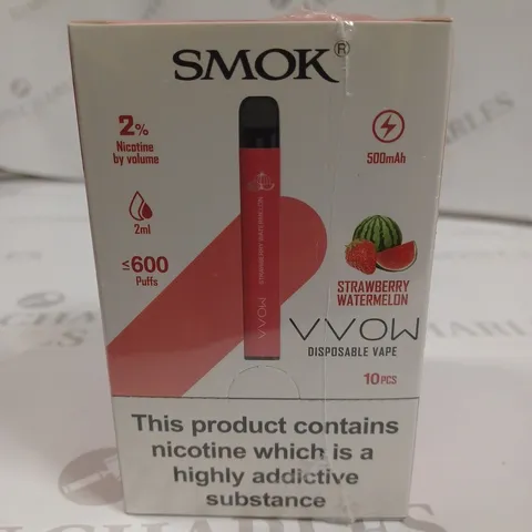 SEALED SMOK VVOW 10-PACK OF DISPOSABLE VAPES - STRAWBERRY WATERMELON