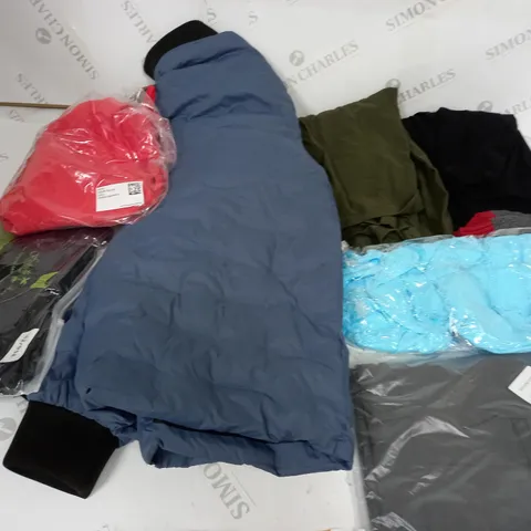 BOX OF ASSORTED CLOTHING ITEMS TOO INCLUDE TOPS , TROUSERS AND DRESSES , ETC