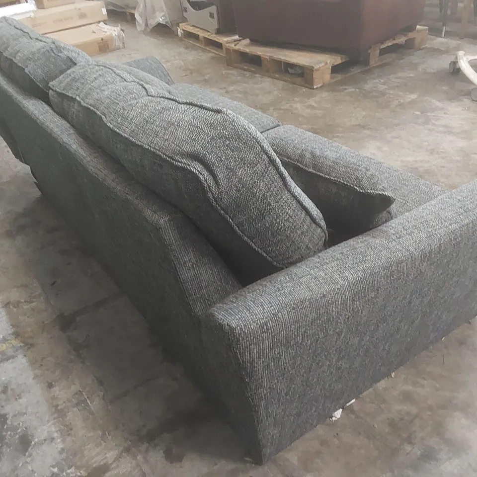 DESIGNER HALSTOW 3 SEATER GREY FABRIC UPHOLSTERED SOFA 