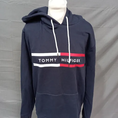 TOMMY HILFIGER NAVY PULLOVER HOODIE - LARGE
